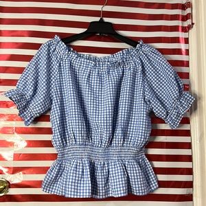 Blouse squares white and blue
